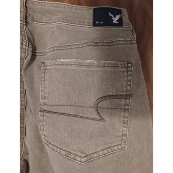 AMERICAN EAGLE Straight Leg Super Stretch Green Denim Jeans Women's 14R - Picture 5 of 6